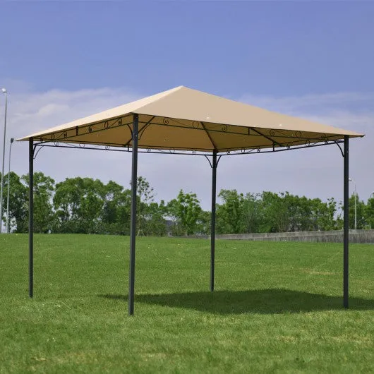 10' x 10' Garden Square Gazebo Canopy Tent Shelter Awning-Coffee