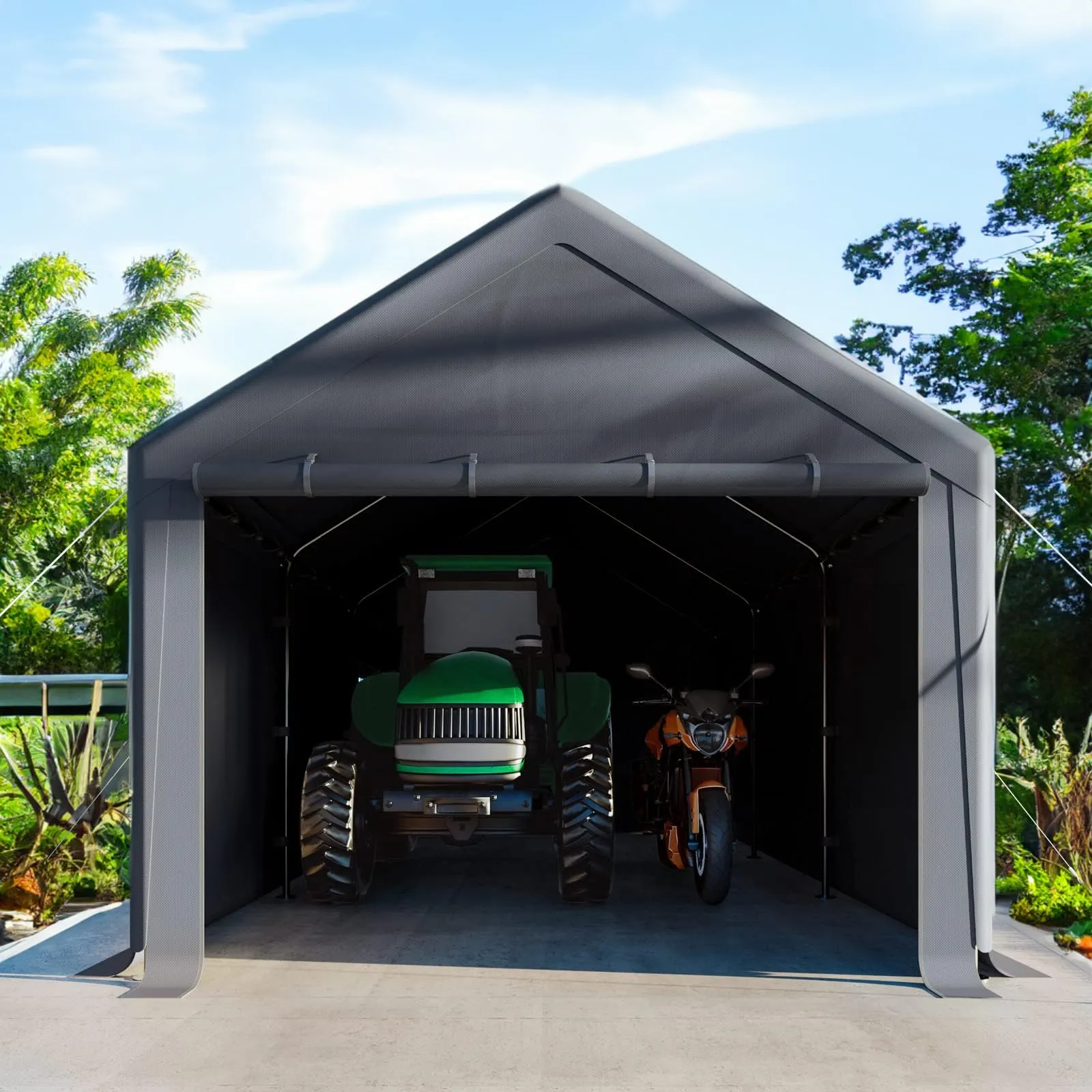 10x20ft Heavy Duty Carport with Removable Sidewalls,All Weather Carport Garage Party Tent Large Outdoor Canopy Storage Shed for Auto,Truck,Boat,Party