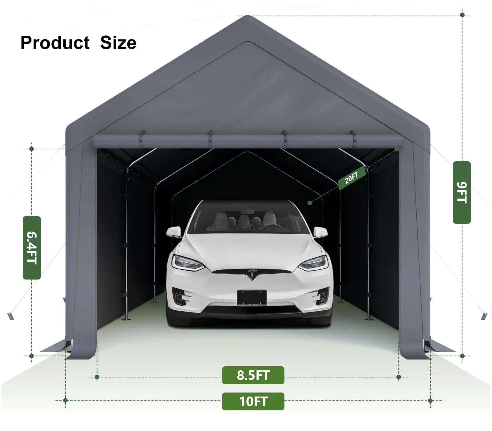 10x20ft Heavy Duty Carport with Removable Sidewalls,All Weather Carport Garage Party Tent Large Outdoor Canopy Storage Shed for Auto,Truck,Boat,Party