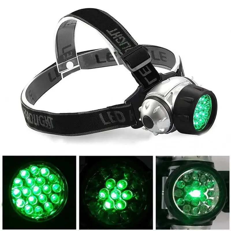 19 LED High Intensity Green Head Light Hydroponics Horticulture Grow Room Headlamp