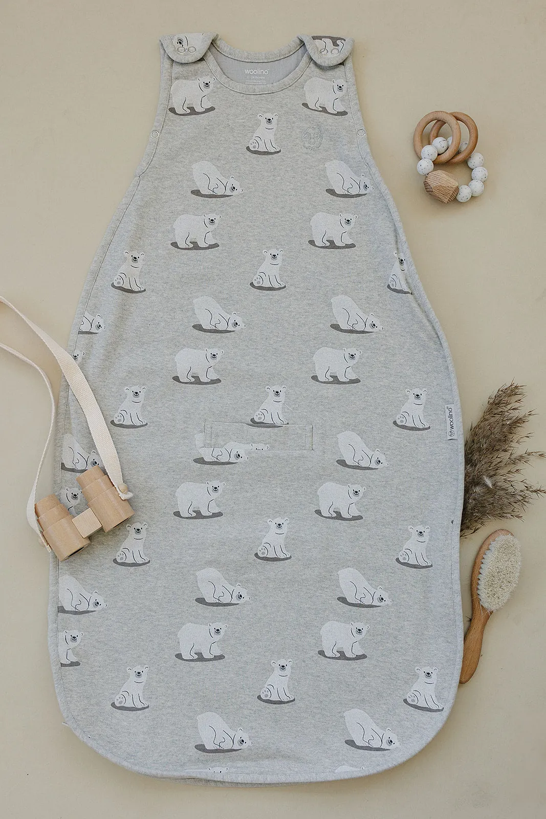 4 Season Ultimate Baby Sleep Bag, Merino Wool & Organic Cotton, 2 Months - 2 Years, Polar Bear