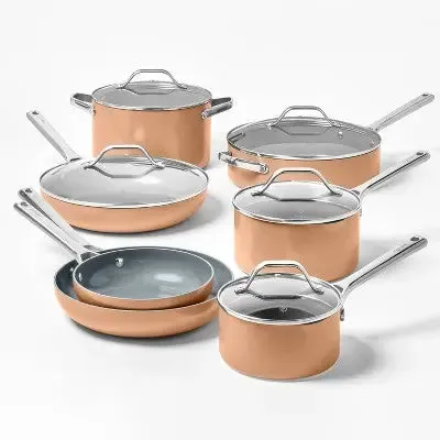 5qt Nonstick Ceramic Coated Aluminum Saute Pan Terracotta Orange - Figmint