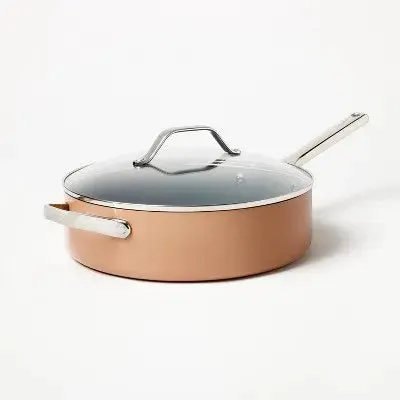 5qt Nonstick Ceramic Coated Aluminum Saute Pan Terracotta Orange - Figmint