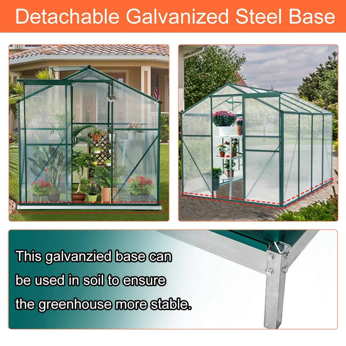 8'x6'x6.6' Aluminum Greenhouse Walk-in Garden Plant Greenhouses