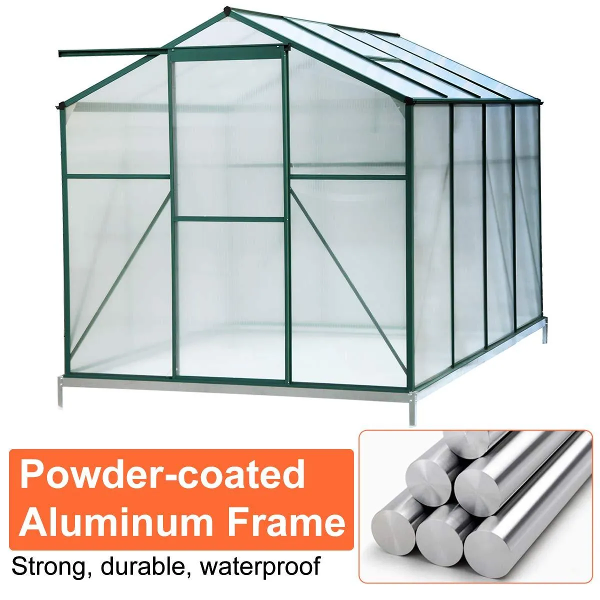 8'x6'x6.6' Aluminum Greenhouse Walk-in Garden Plant Greenhouses