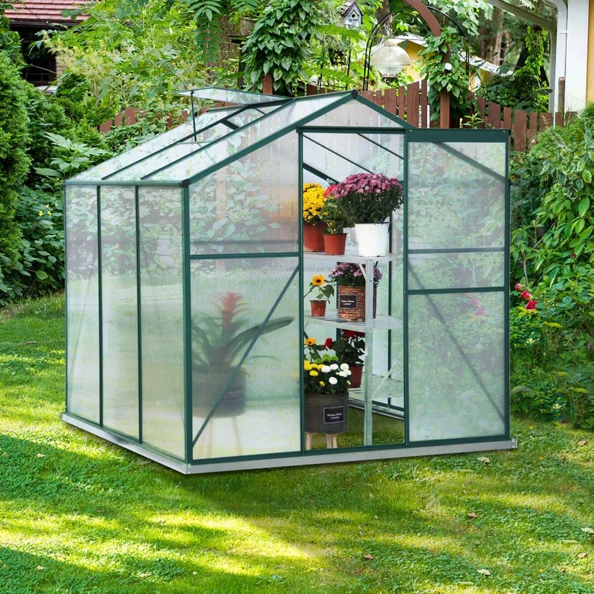 8'x6'x6.6' Aluminum Greenhouse Walk-in Garden Plant Greenhouses