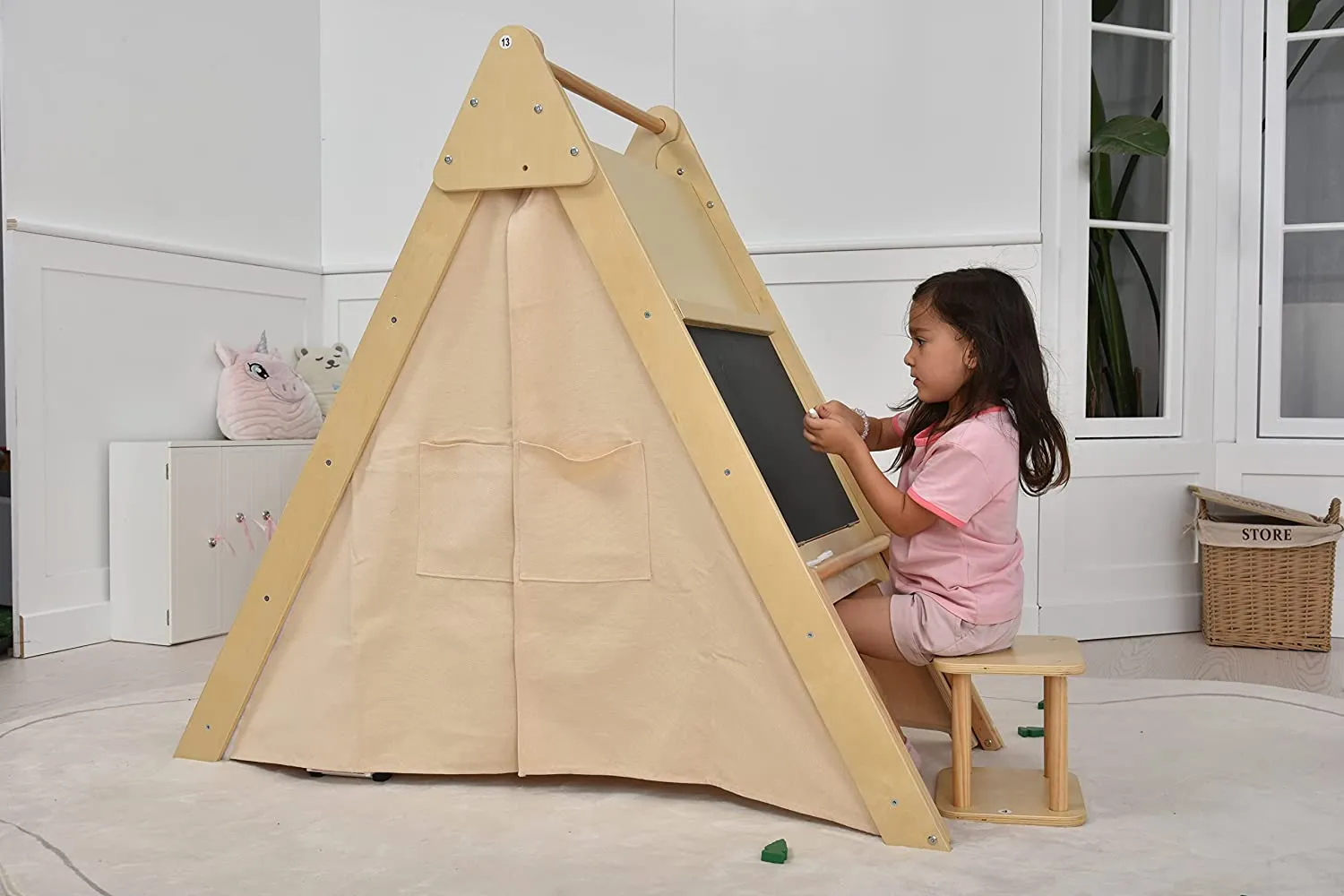 Avenlur Oak - Wood Learning Tent and Climber with Desk and Chair