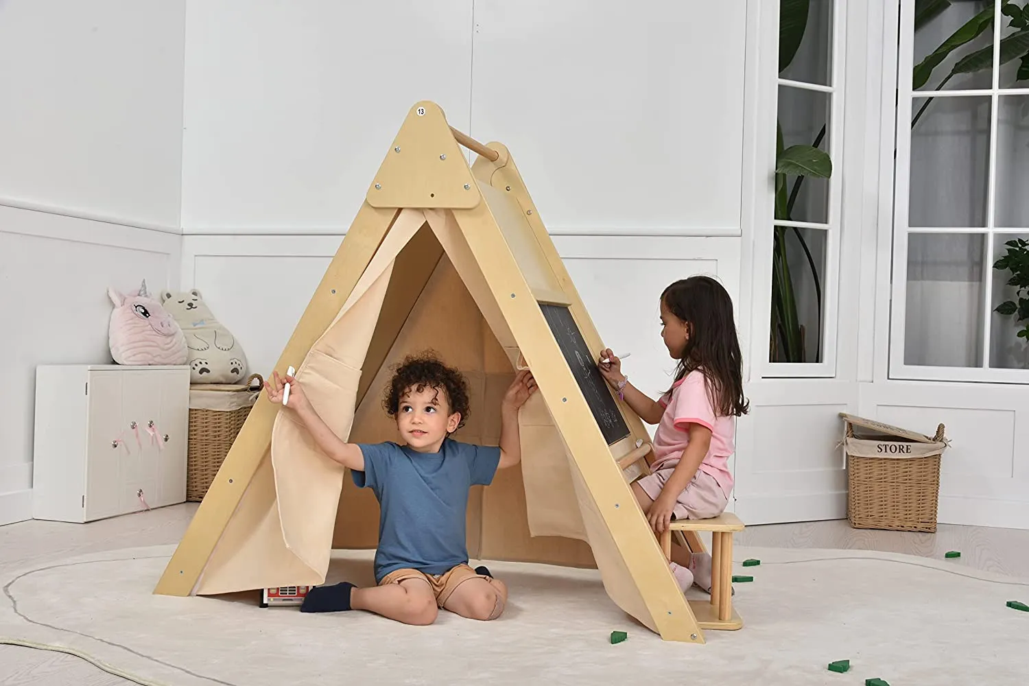 Avenlur Oak - Wood Learning Tent and Climber with Desk and Chair