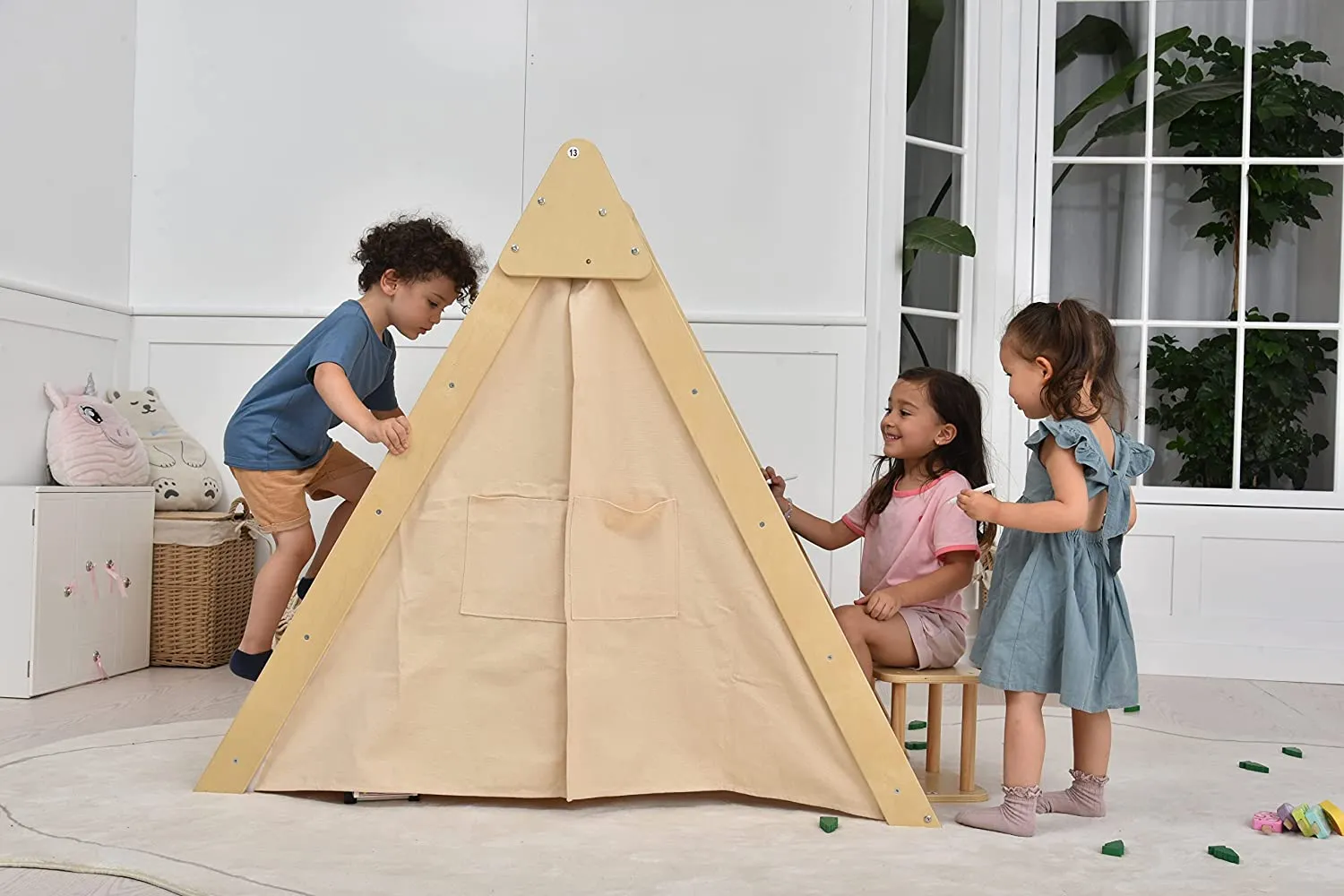 Avenlur Oak - Wood Learning Tent and Climber with Desk and Chair