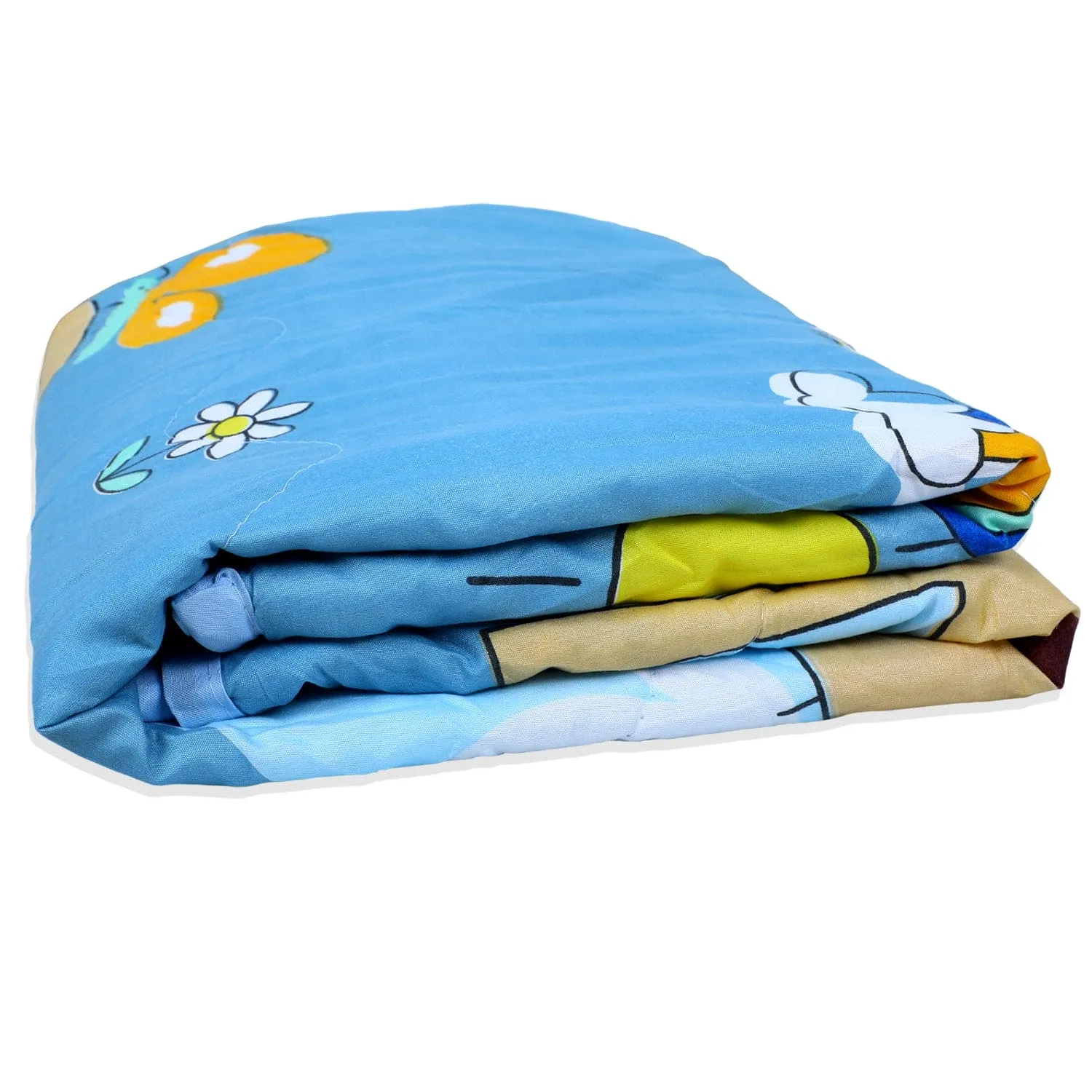 Baby Moo Sunny Day With Giraffe Soft Quilted Premium Reversible Blanket - Blue