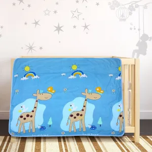 Baby Moo Sunny Day With Giraffe Soft Quilted Premium Reversible Blanket - Blue