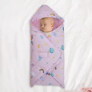 Baby Moo Unicorn Premium Quilted Hood Wrapper - Pink