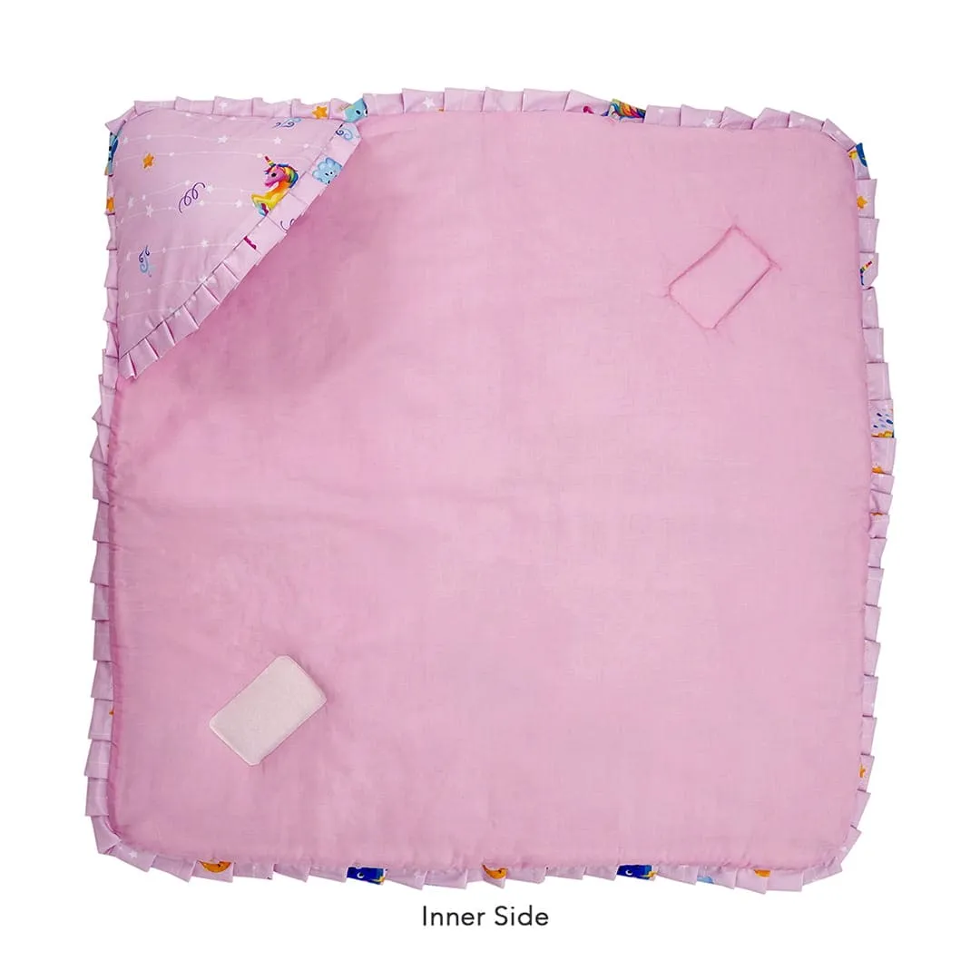 Baby Moo Unicorn Premium Quilted Hood Wrapper - Pink