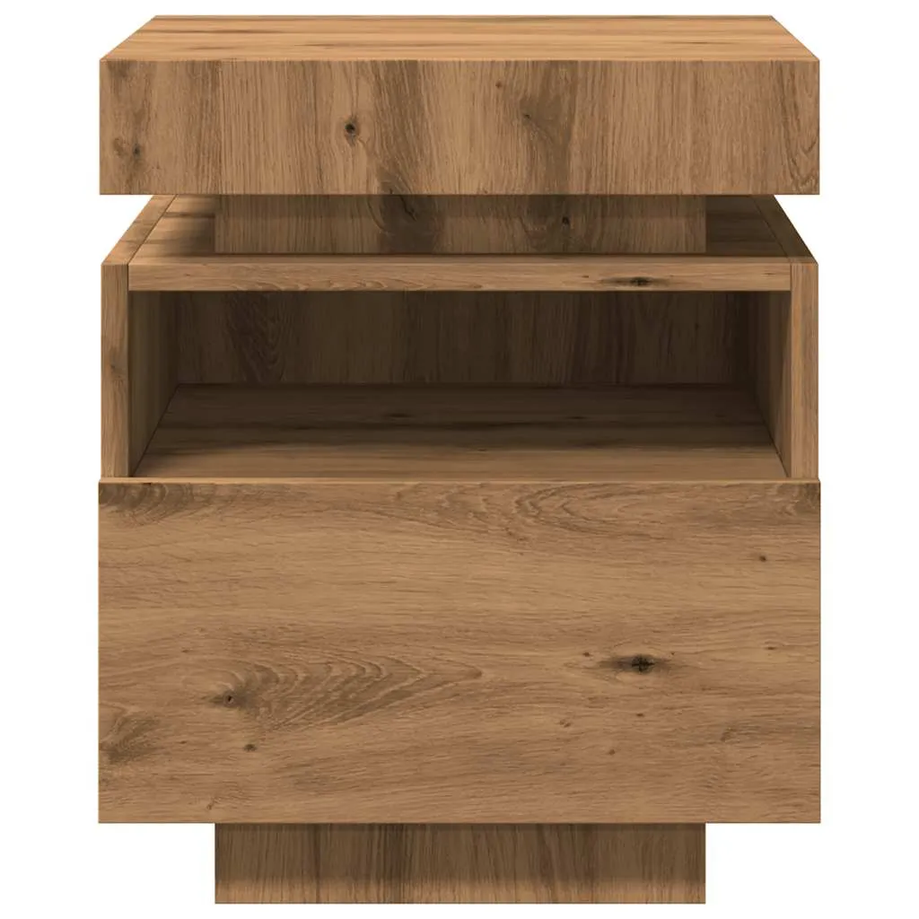 Bedside Cabinets with LED Lights 2 pcs Artisan Oak 40x39x48.5 cm