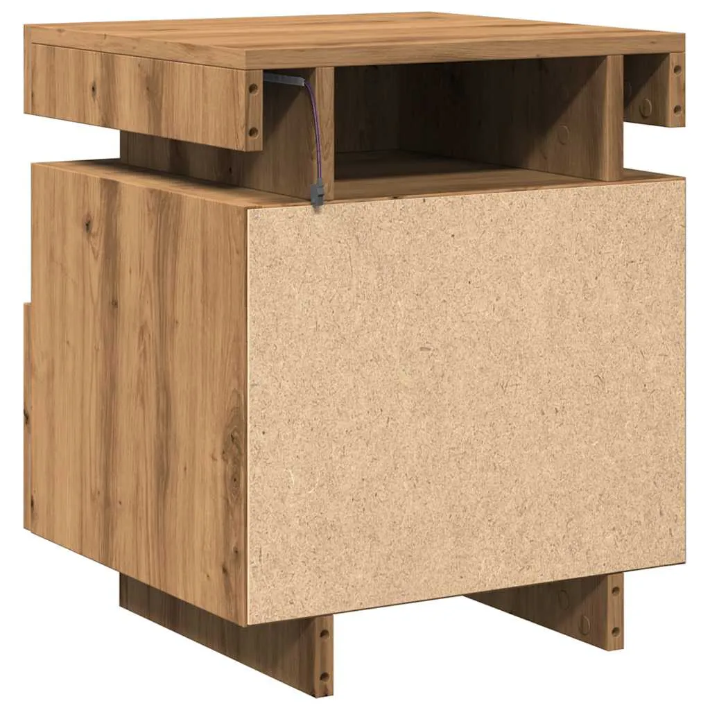 Bedside Cabinets with LED Lights 2 pcs Artisan Oak 40x39x48.5 cm