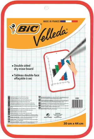 Bic Velleda Whiteboard Double Sided Non Magnetic Red Plastic Frame 300x440mm - 812105