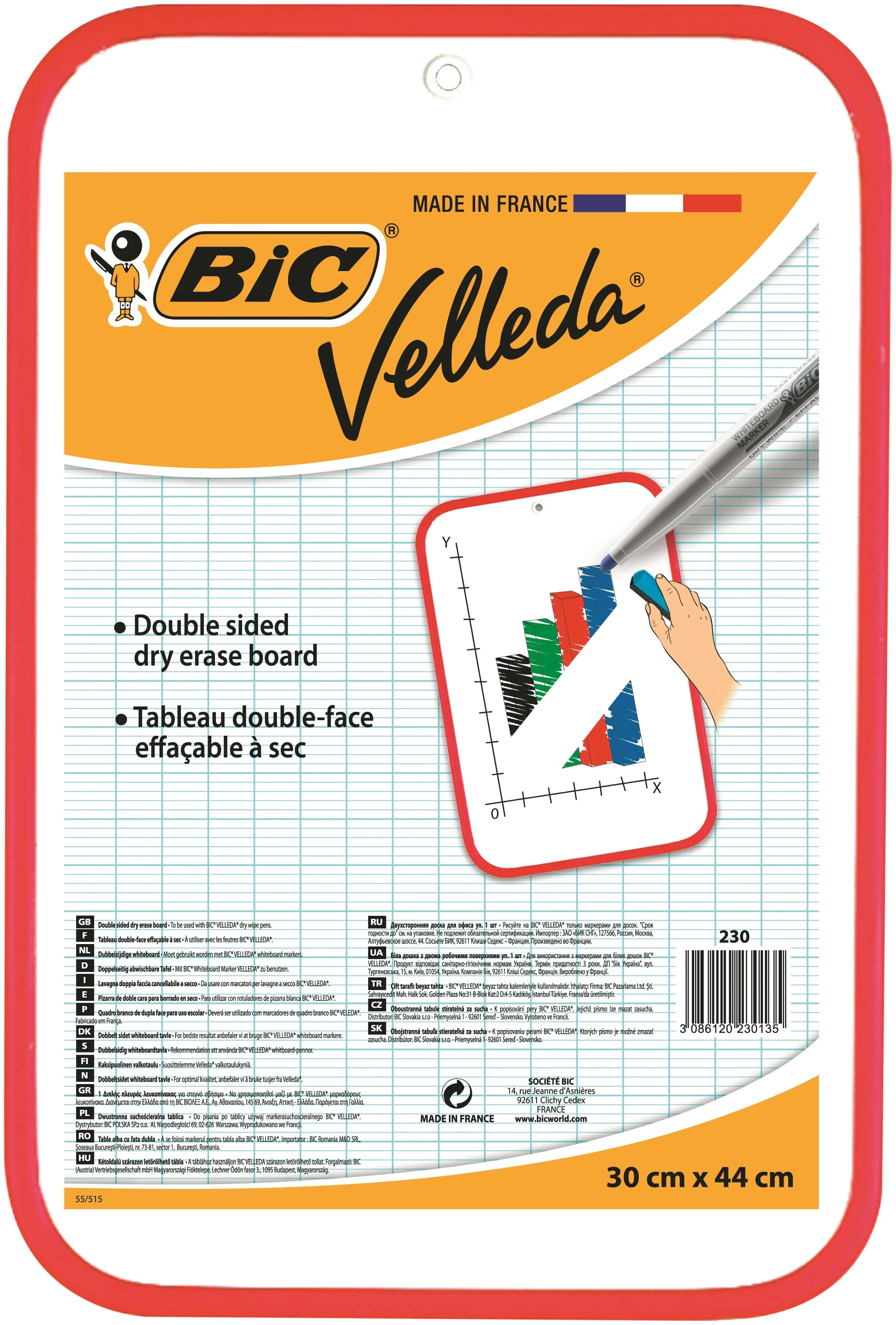 Bic Velleda Whiteboard Double Sided Non Magnetic Red Plastic Frame 300x440mm - 812105