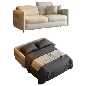 Carmen Scratch Resistant Leather Foldable Sofa Bed with Mattress