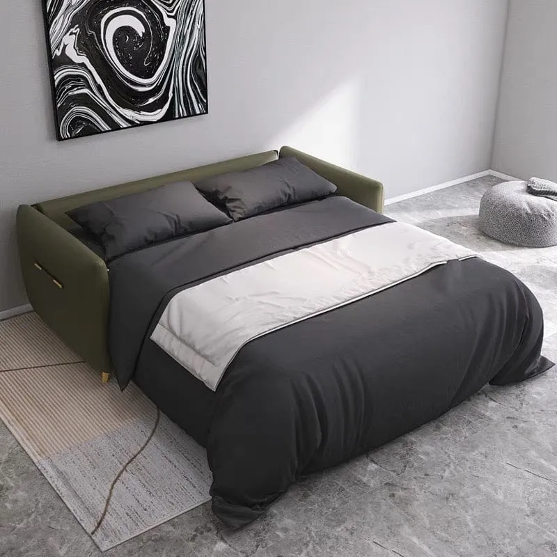 Carmen Scratch Resistant Leather Foldable Sofa Bed with Mattress