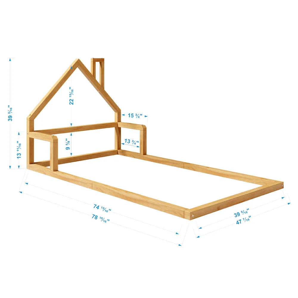 Casita Kids House Montessori inspired Floor Wood Twin Bed