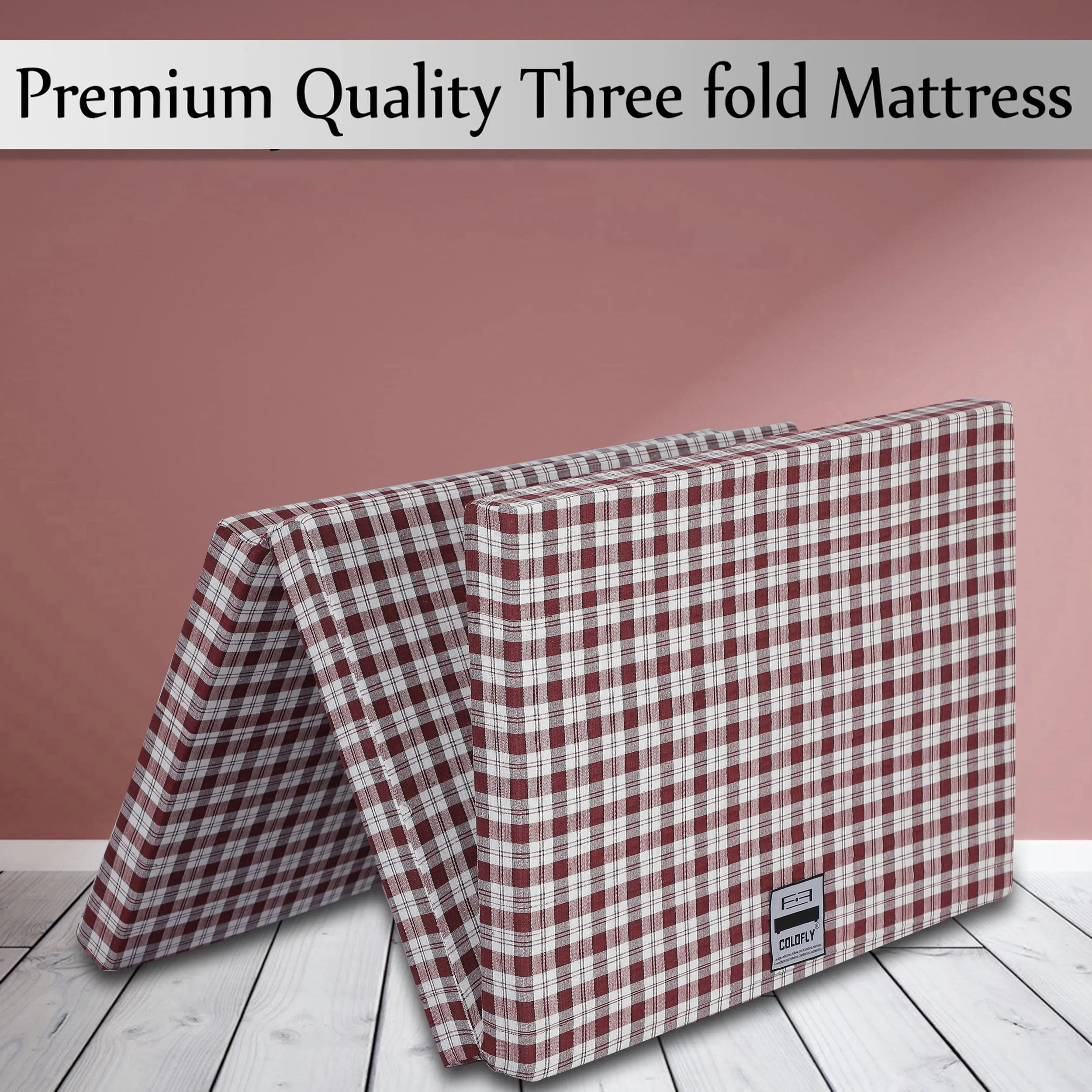 Colofly 3 Inch Three Fold UHD Foam Single Bed Mattress Maroon