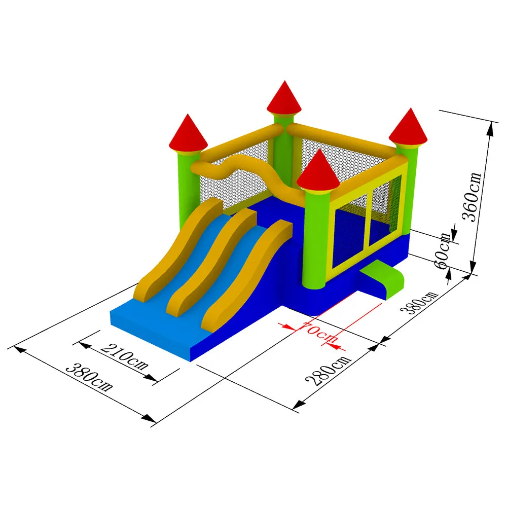 Commercial Bounce House with Double Slide and Climbing Wall