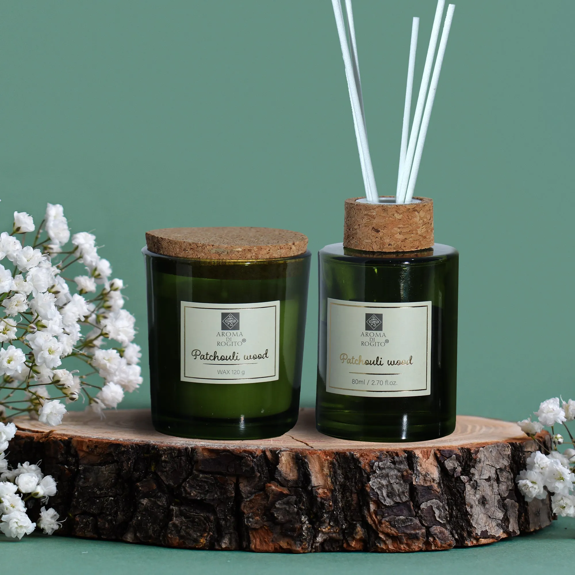 Cotton Home Scented Candle And Diffuser Set For Bedroom Living Room Office Oil Reed Diffuser-Patchouli Wood