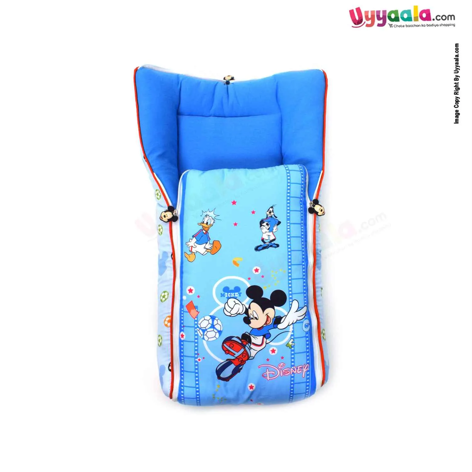 DISNEY Baby Carry Nest (Sleeping Bag) Cotton Mickey & Duck Print 0 m Age - Blue