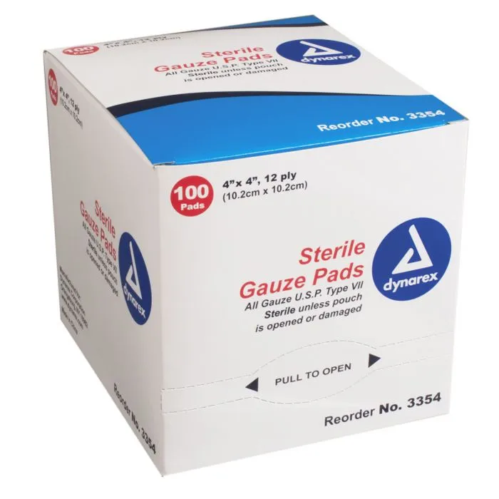 Dynarex Gauze Pads Sterile 4 x 4In 100ct