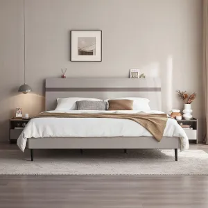 Elegant Grey Bed with Mattress Set