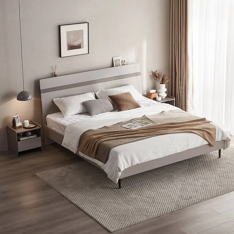 Elegant Grey Bed with Mattress Set