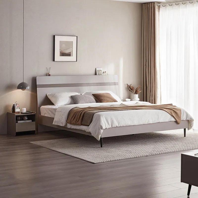 Elegant Grey Bed with Mattress Set