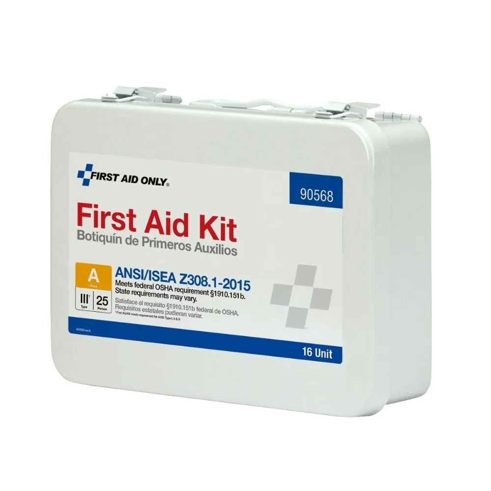 First Aid Only 90568 16 Unit First Aid Kit, ANSI A,  Metal Case