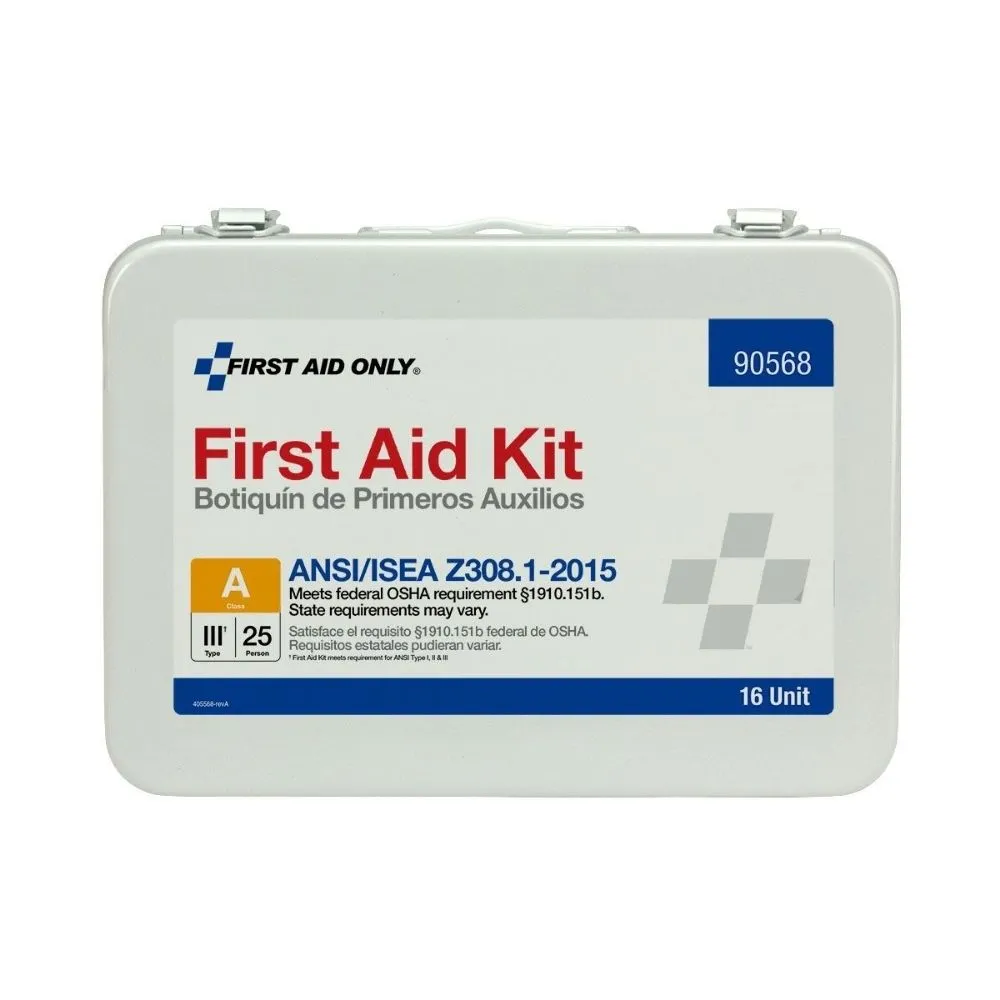 First Aid Only 90568 16 Unit First Aid Kit, ANSI A,  Metal Case