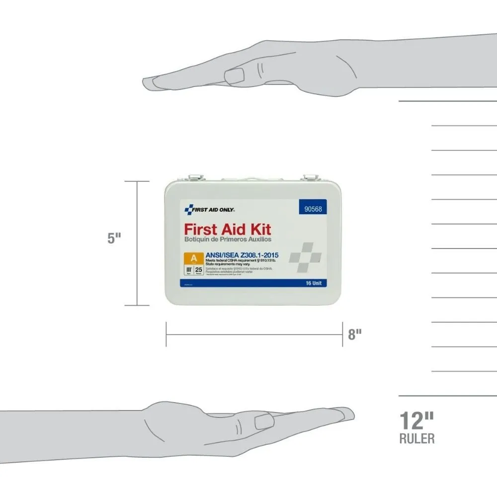 First Aid Only 90568 16 Unit First Aid Kit, ANSI A,  Metal Case