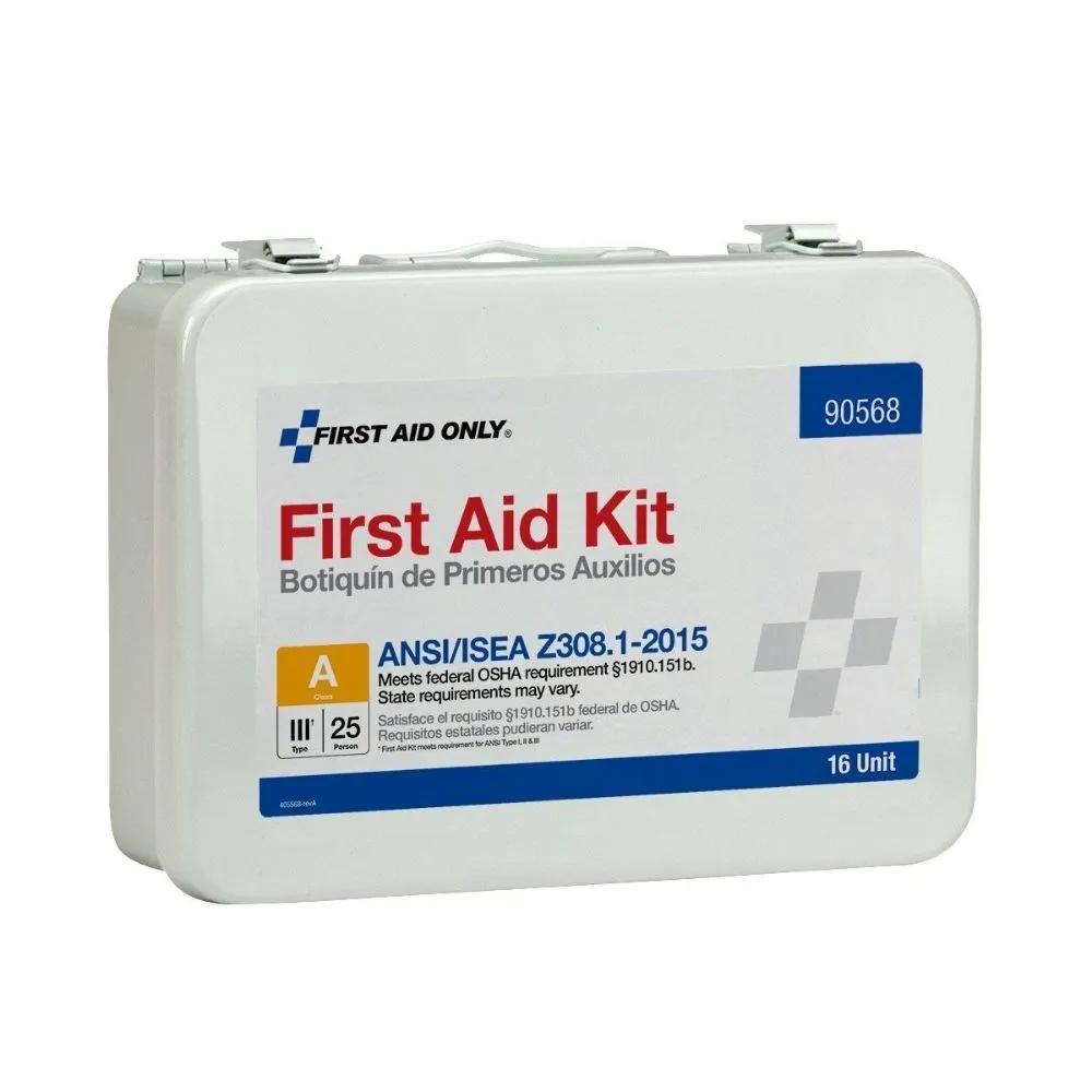 First Aid Only 90568 16 Unit First Aid Kit, ANSI A,  Metal Case