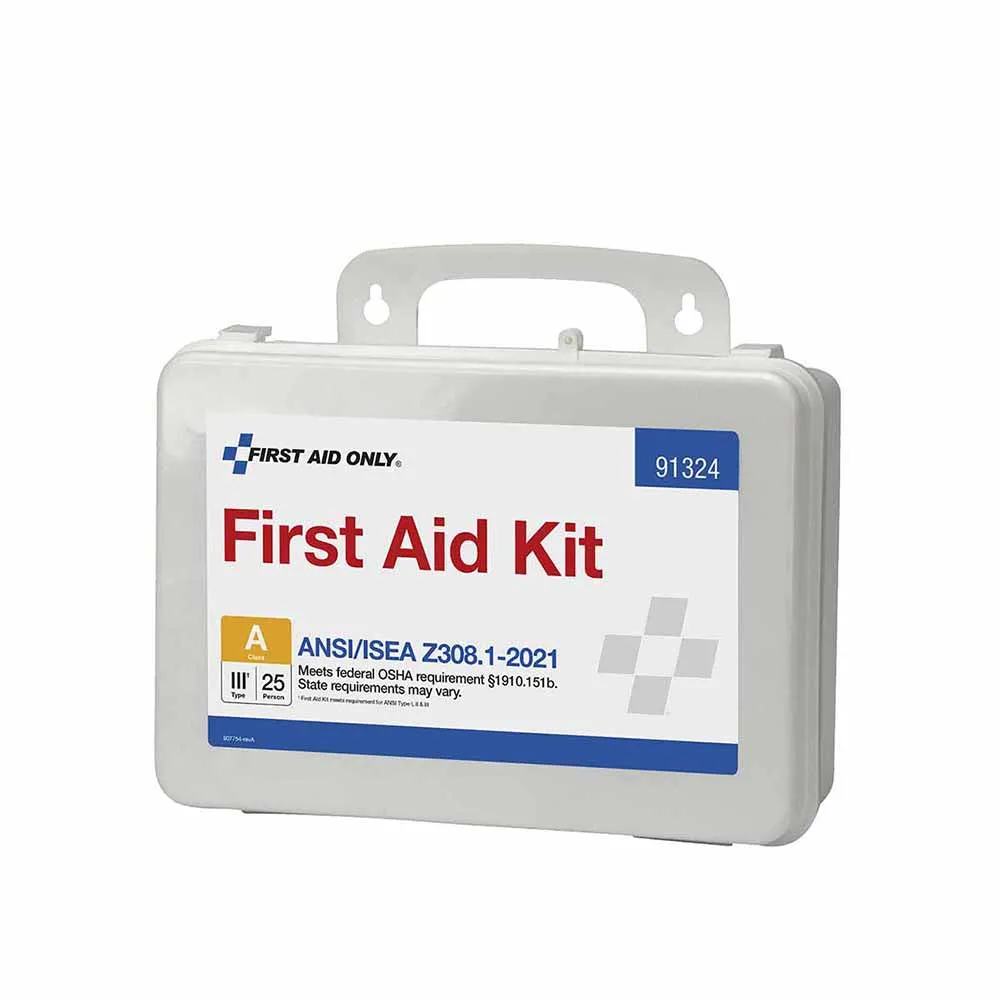 First Aid Only 91324 25 Person ANSI 2021 Class A, Plastic First Aid Kit