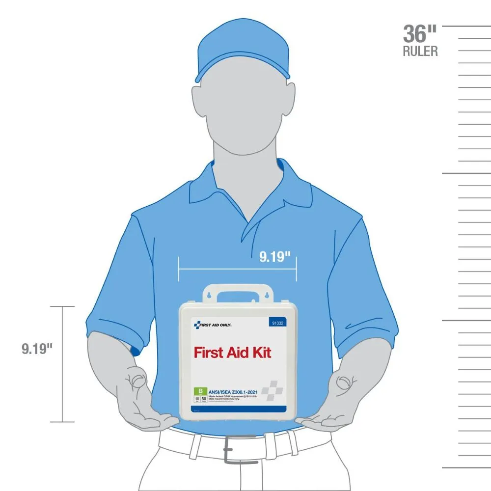 First Aid Only 91332 50 Person ANSI 2021 Class B, Plastic First Aid Kit