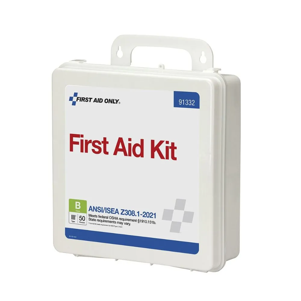 First Aid Only 91332 50 Person ANSI 2021 Class B, Plastic First Aid Kit