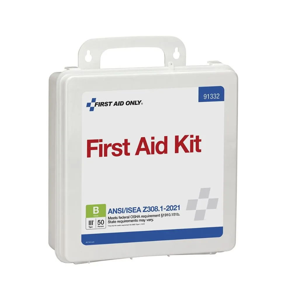 First Aid Only 91332 50 Person ANSI 2021 Class B, Plastic First Aid Kit