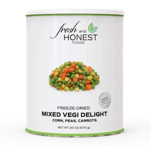 Fresh and Honest Foods 100% All Natural Freeze-Dried Mixed Veggies - Peas, Corn, and Carrots - 20.1 OZ #10 Can