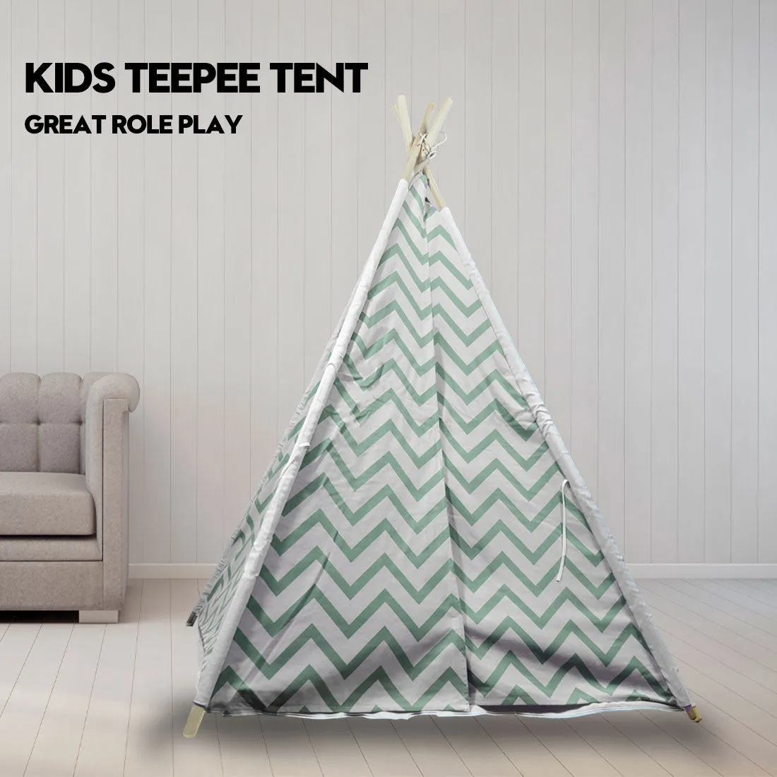 Giant Cotton Canvas Kids Teepee Wigwam Children Pretend Play Tent Indoor Outdoor Party