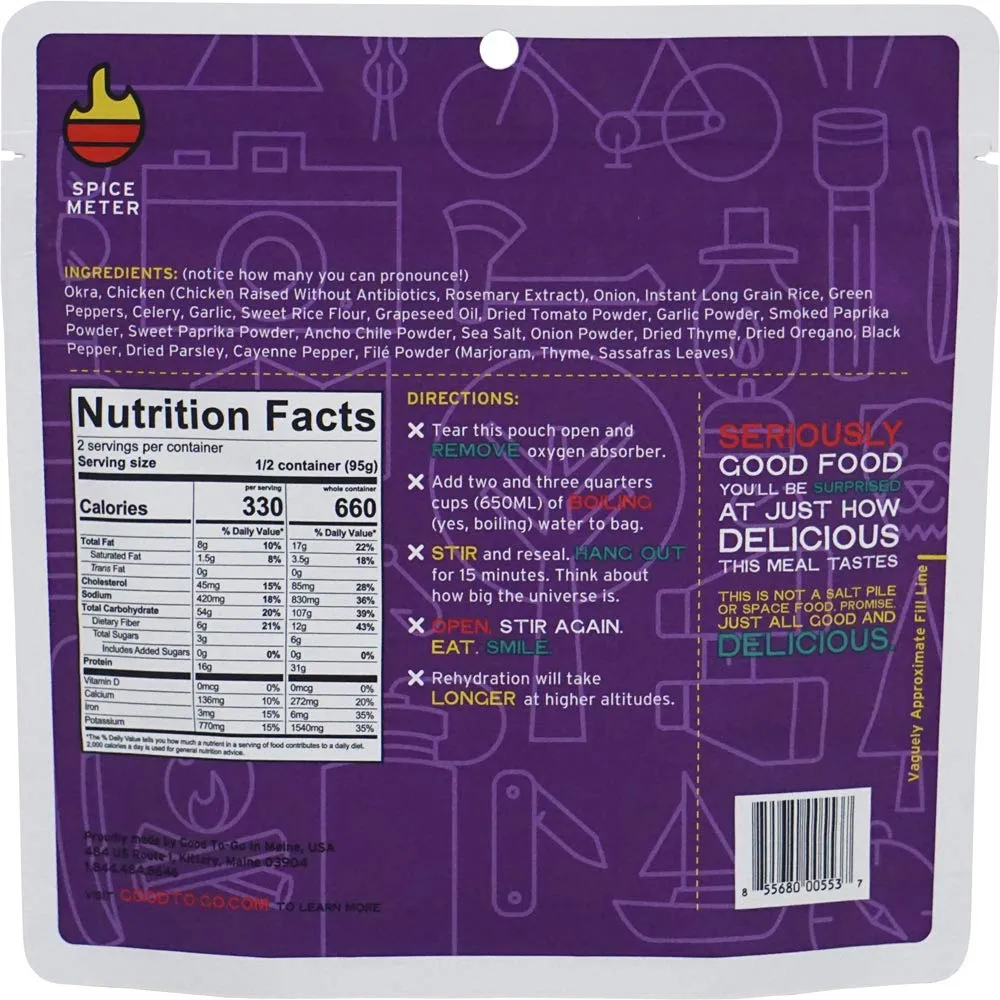 Good to-Go Dehydrated Chicken Gumbo - Double Serving Pouch