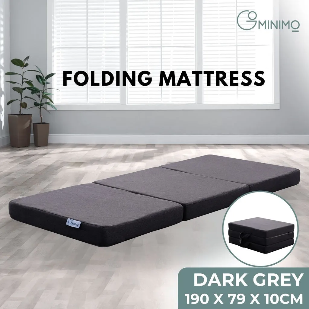 High-Density 3-Fold Folding Mattress, Dark Grey, Single - GOMINIMO