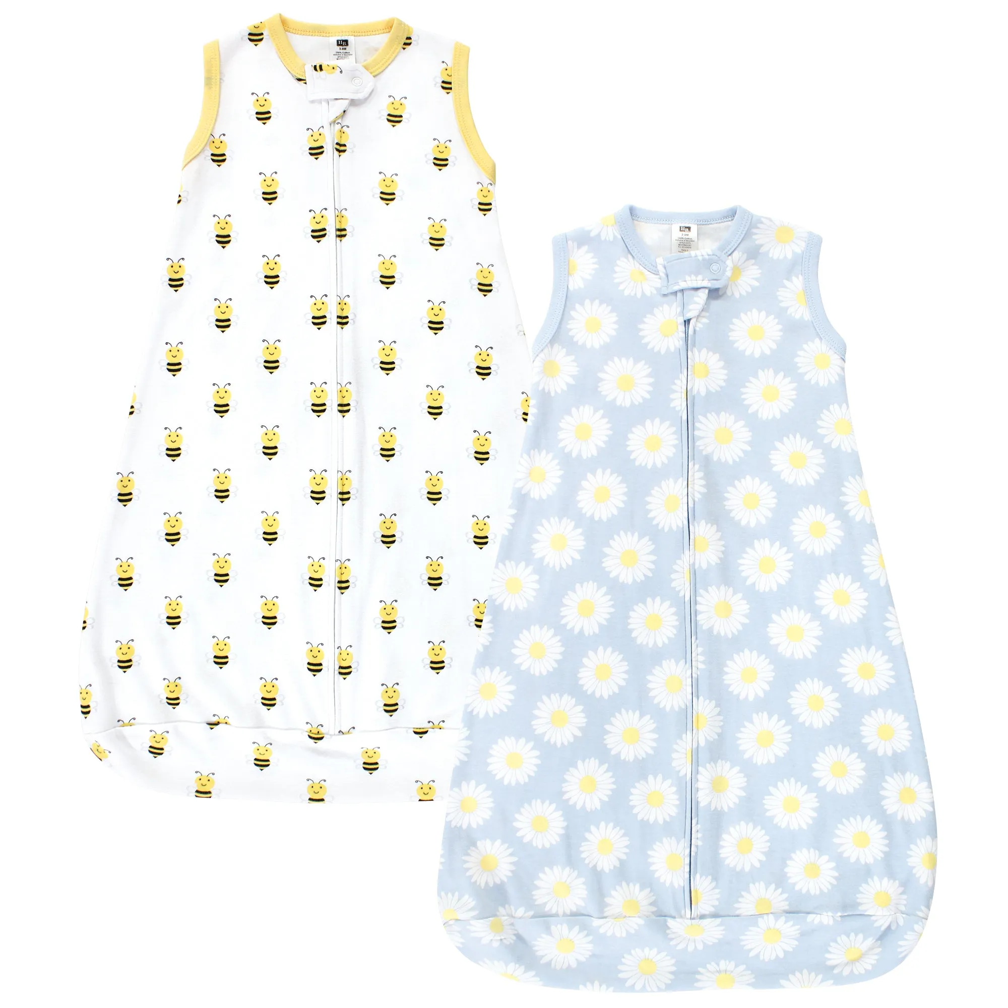 Hudson Baby Cotton Long-Sleeve Wearable Sleeping Bag, Sack, Blanket, Daisy Bee Sleeveless