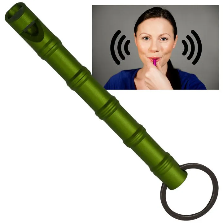 Kubotan Self-Defense Keychain with Emergency Whistle - Green