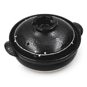 Kuroyu Black x White Line Banko Donabe Clay Pot 90 fl oz / 10" dia