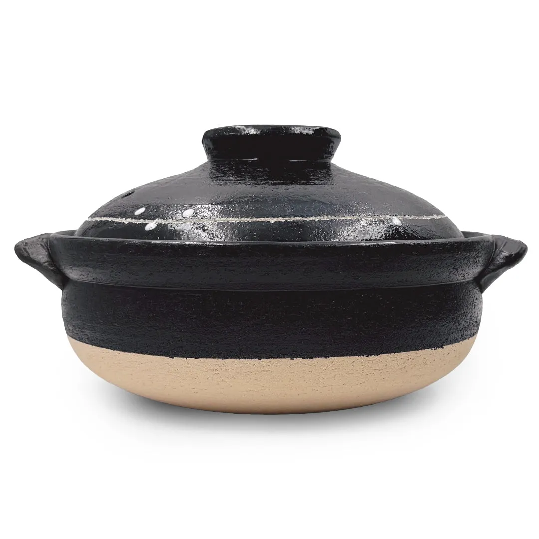 Kuroyu Black x White Line Banko Donabe Clay Pot 90 fl oz / 10" dia