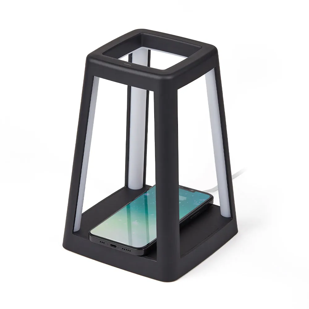 Lexon Lantern Portable Lamp With Built-In Wireless Charger - Black