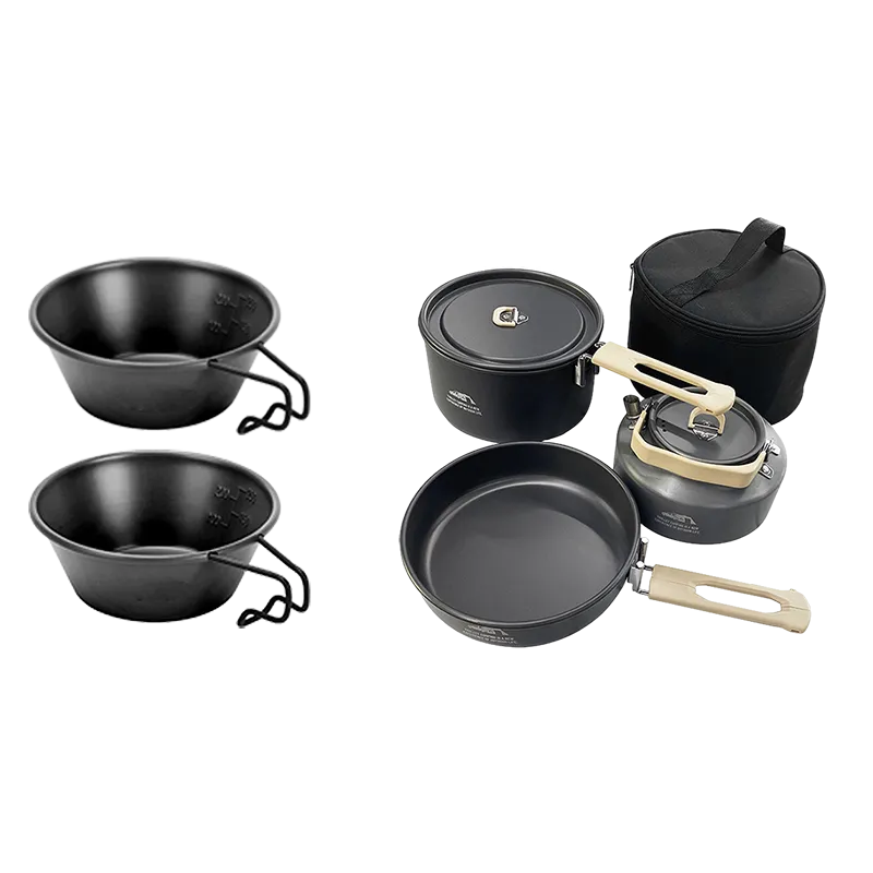 MKCAMP Cookware Set Hanging Pot Pan Camping Sierra Cup&Mugs Outdoor Camping Mess Kit for 1-2